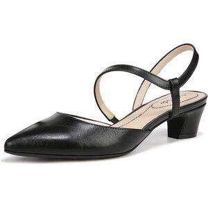 LifeStride Womens Black Patent Polyurethane Pointed Closed Toe Minimalist Pump